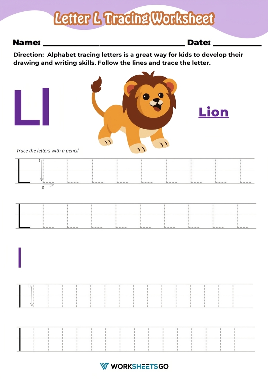 letter l tracing worksheets preschool