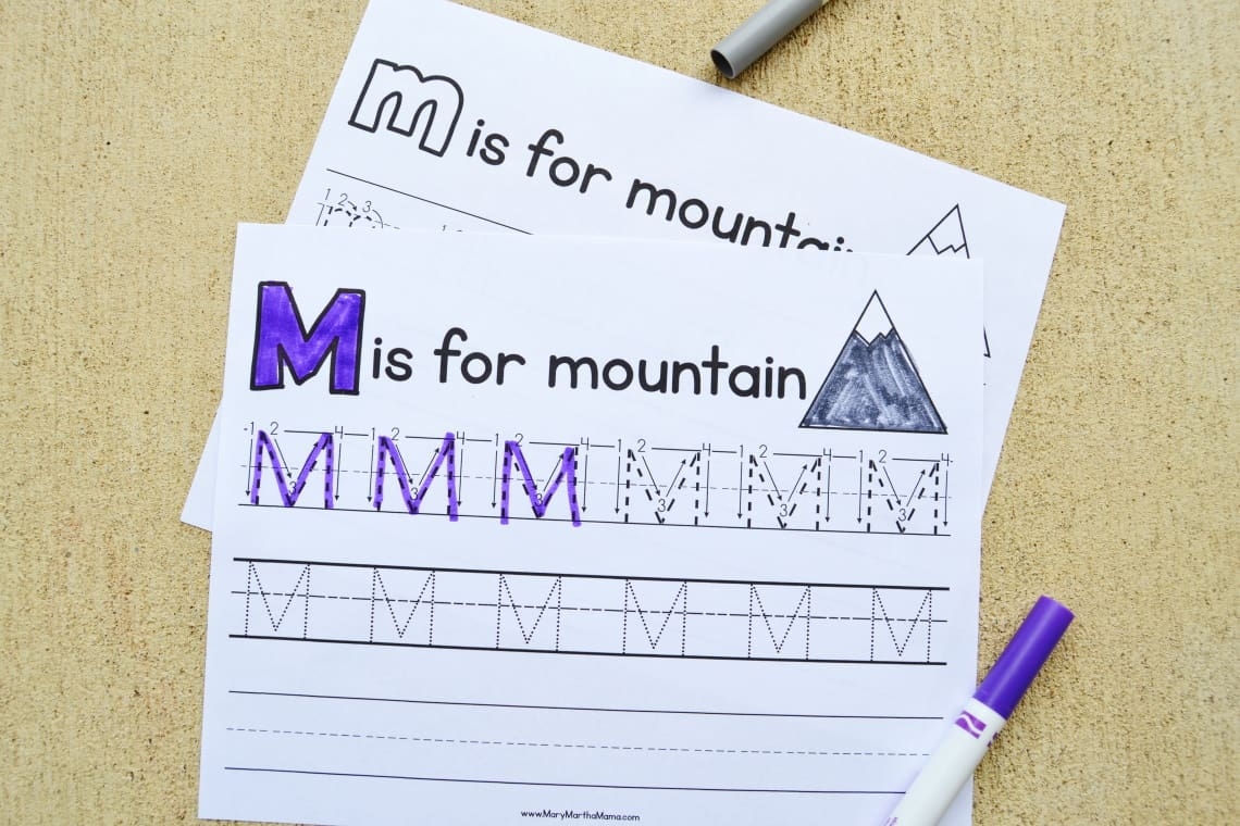 Letter M Tracing Worksheets Mary Martha Mama