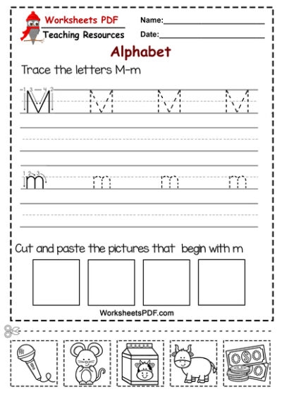 Letter M Worksheets PDF Recognize Trace Print