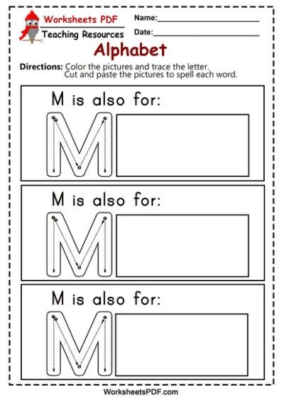 Letter M Worksheets PDF Recognize Trace Print