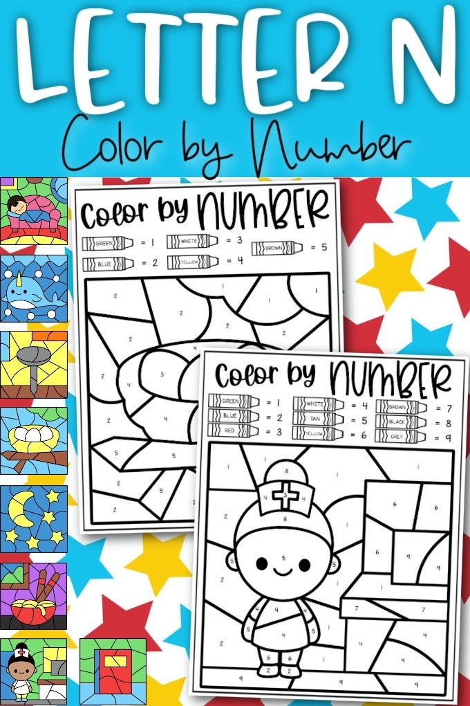 Letter N Color By Number Coloring Sheets Ice Cream N Sticky Fingers 