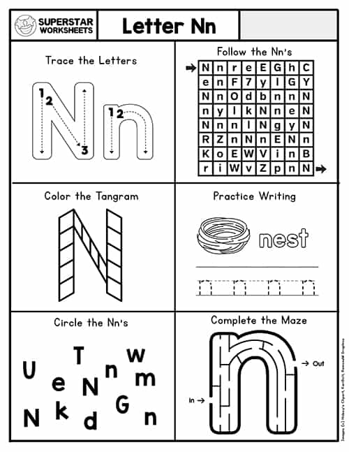 Letter N Recognition Worksheet PrimaryLearning Org Worksheets Library