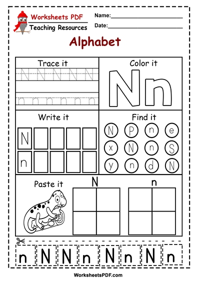 letter n worksheets for kids