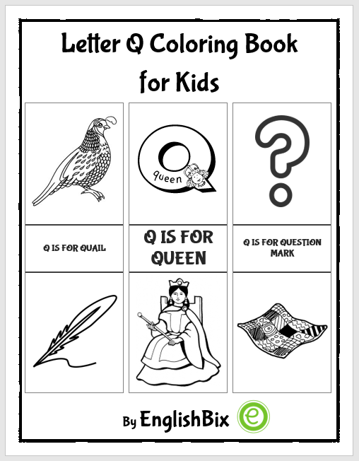 Letter Q Pictures Coloring Book For Kids EnglishBix