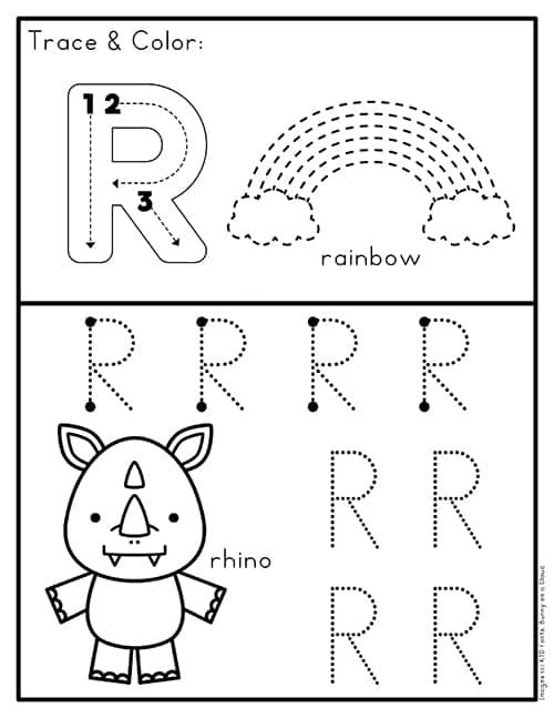 worksheet with letter r