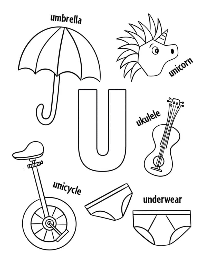 Letter U Beginning Sound Coloring Page Worksheets Library