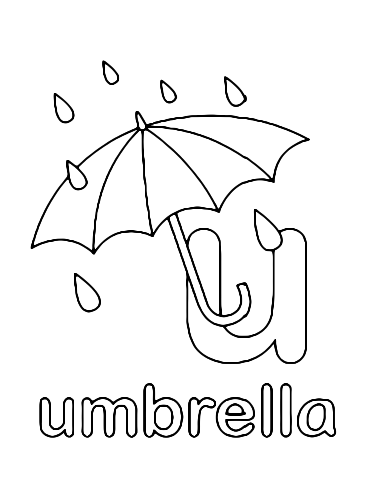 Letters And Numbers U For Umbrella Lowercase Letter