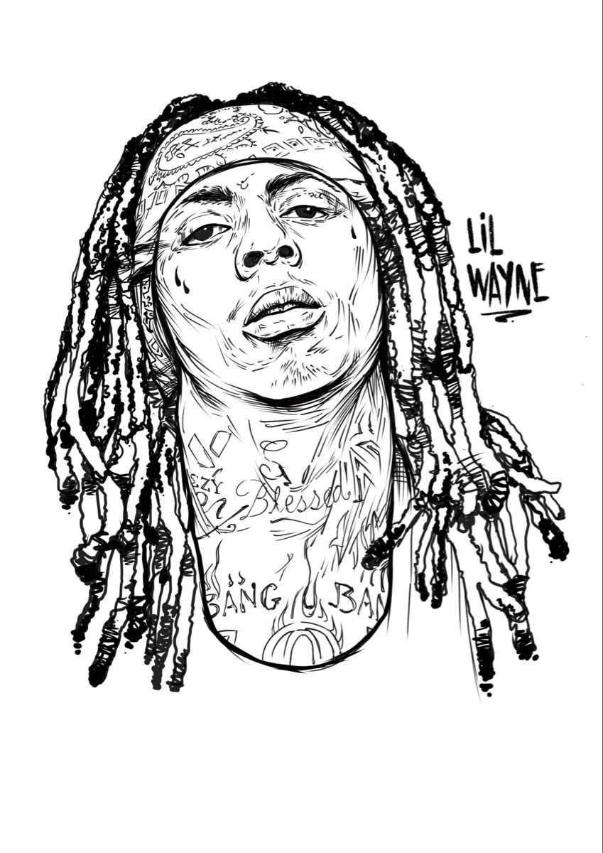 Lil Wayne Illustration Drawing Hip hop Rap Coloring Page Hello Kitty