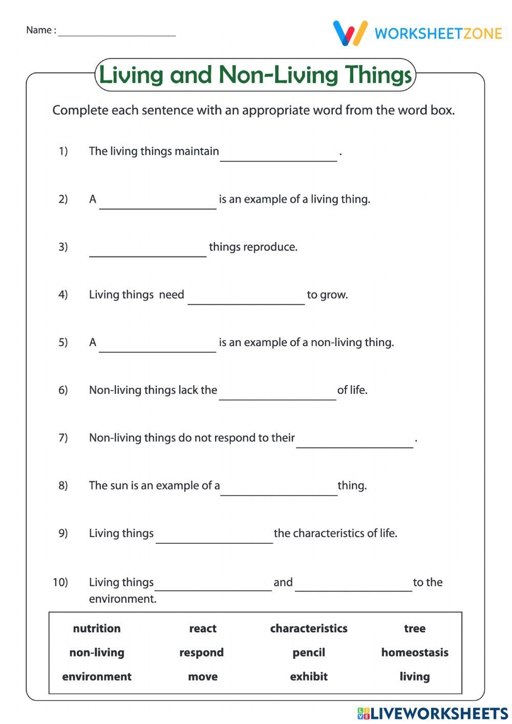 Living And Non Living Things Worksheet Engaging Worksheet Activities