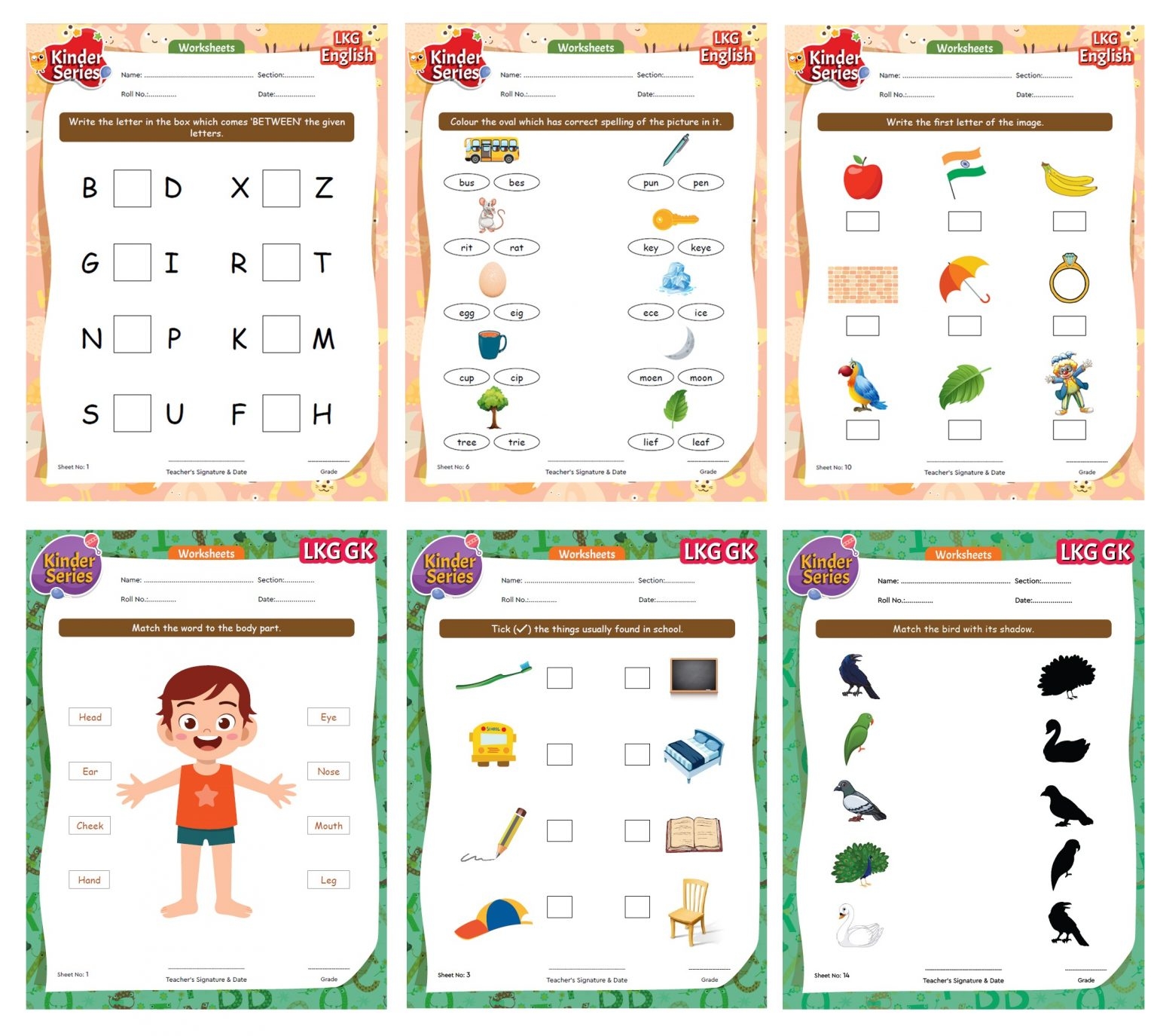 lkg reading worksheets