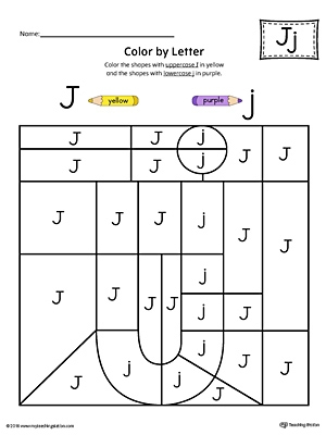 Lowercase Letter J Color by Letter Worksheet MyTeachingStation
