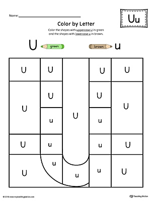 Lowercase Letter U Color by Letter Worksheet MyTeachingStation