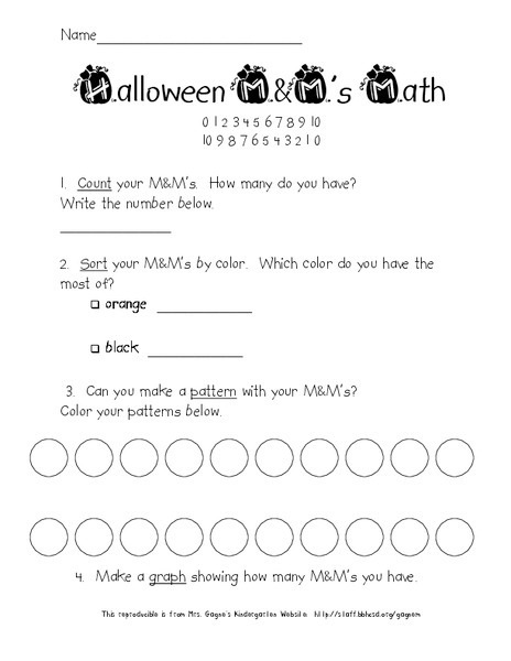 M And M Math Worksheets Worksheets Master