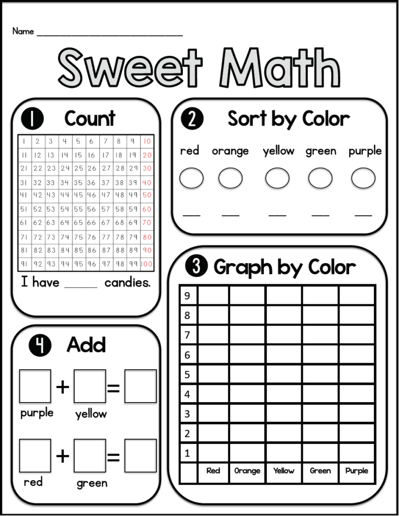m & m math worksheets
