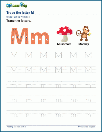 M Worksheets Grade 1 Worksheets For Kindergarten