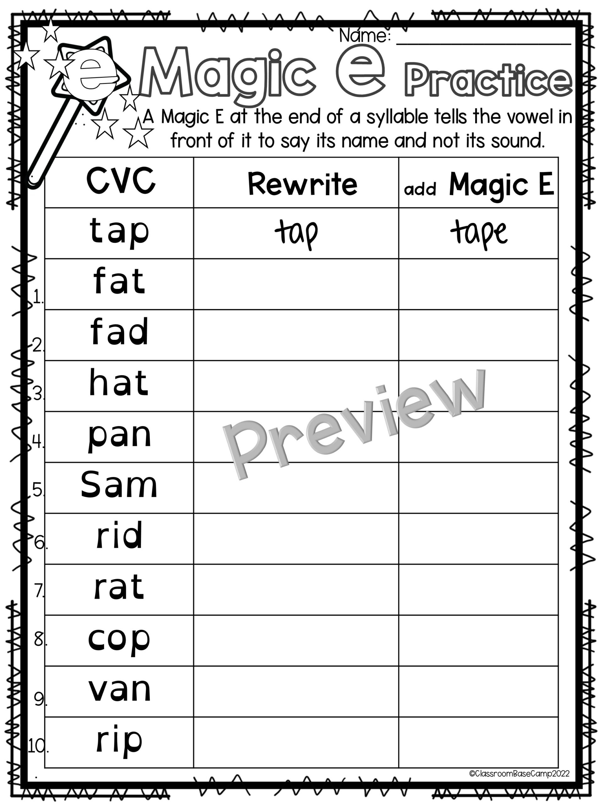 Magic E Syllable Sneaky E Orton Gillingham Made By Teachers