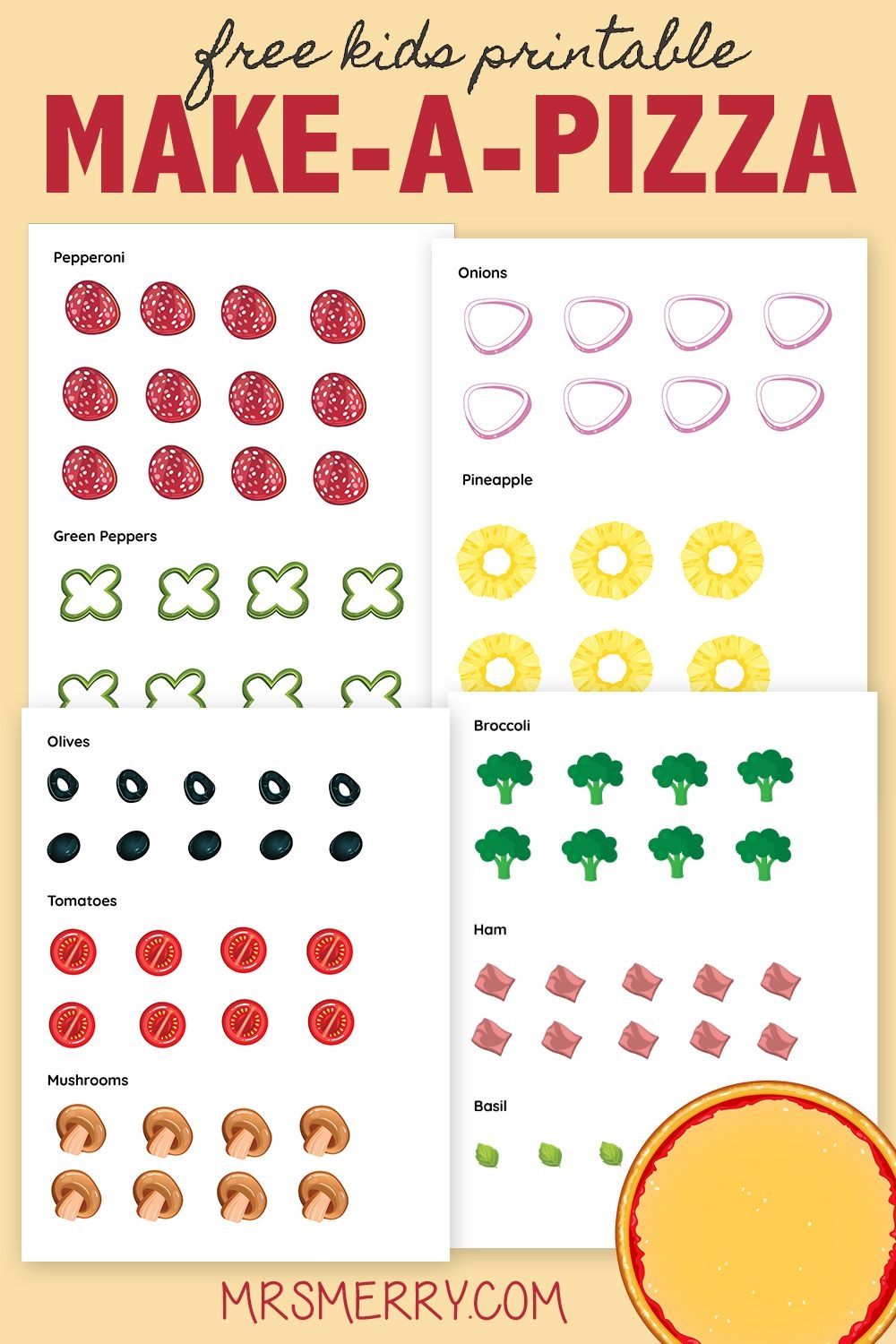 Make A Pizza Printable Pizza Toppings Cutouts Mrs Merry