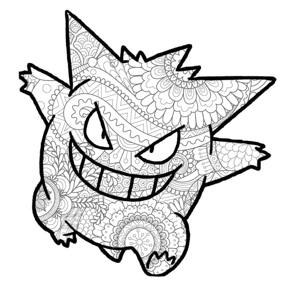 Mandala Pokemon Gengar Coloring Page Download Print Now