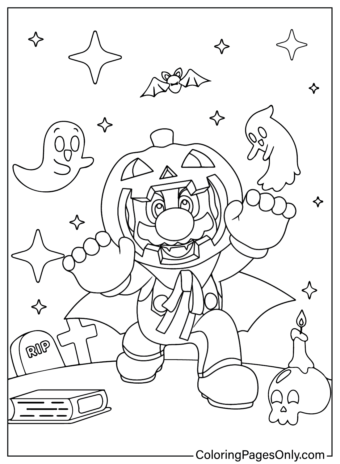 Mario Halloween Coloring Page Free Printable Coloring Pages
