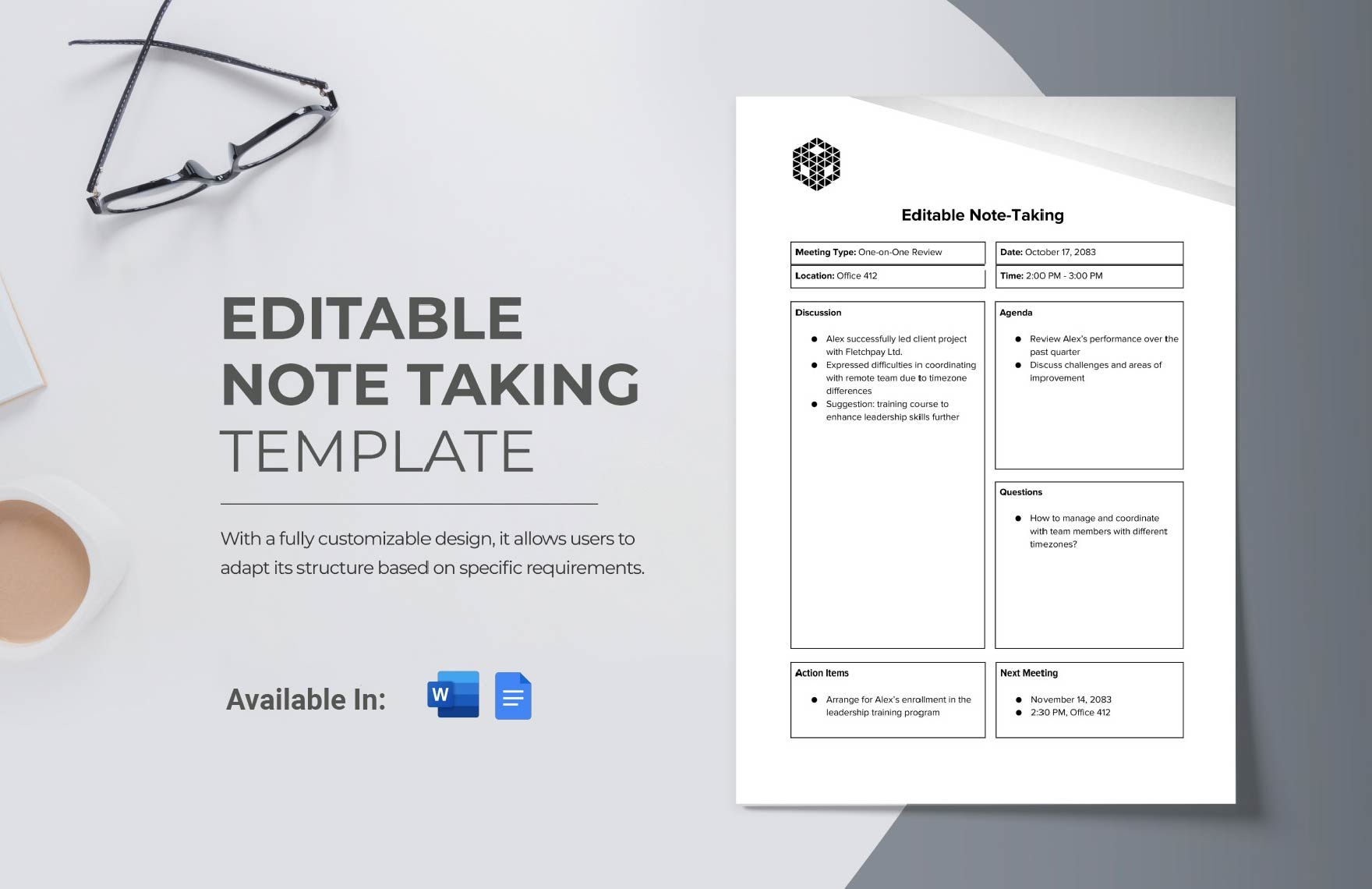 editable note taking template