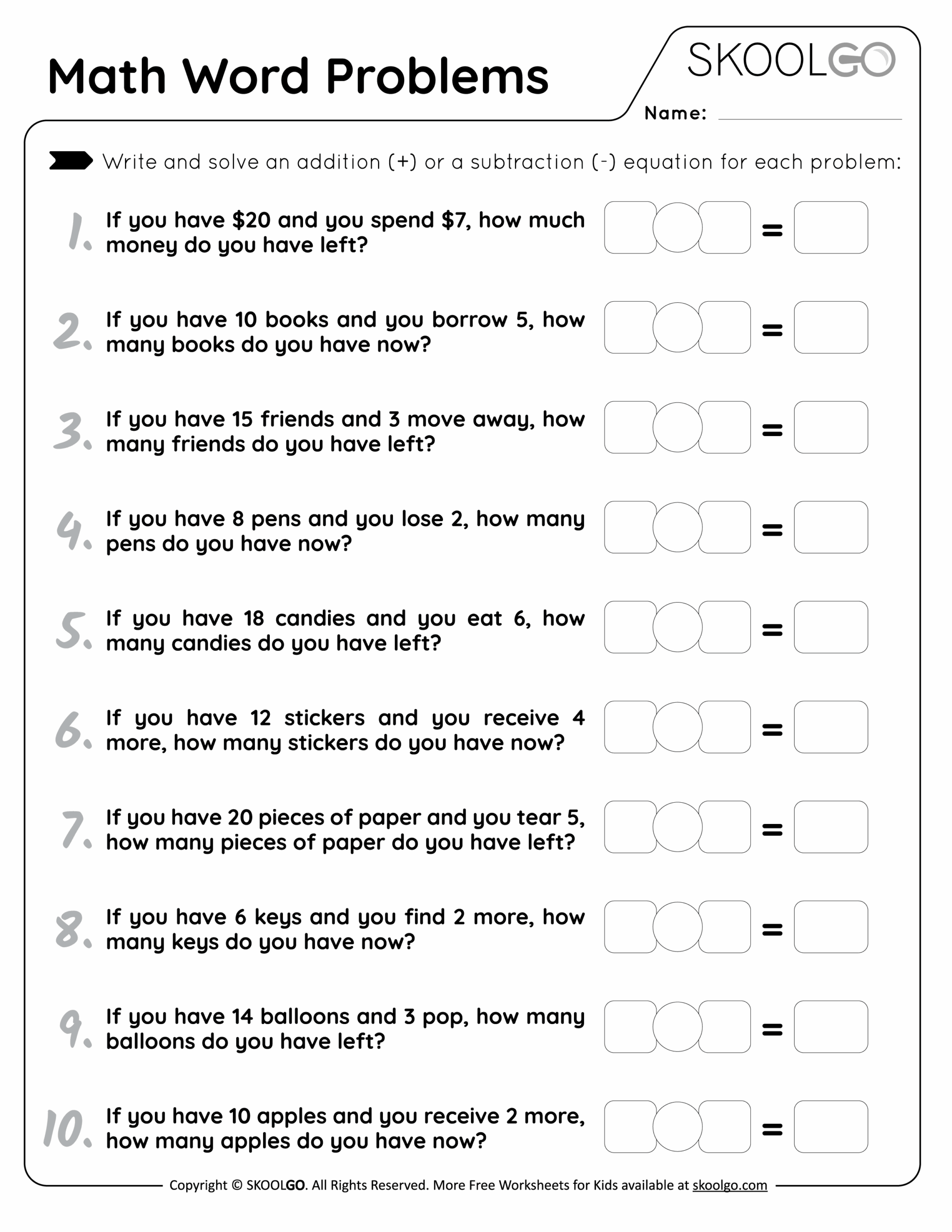 math 4 kids worksheet pdf