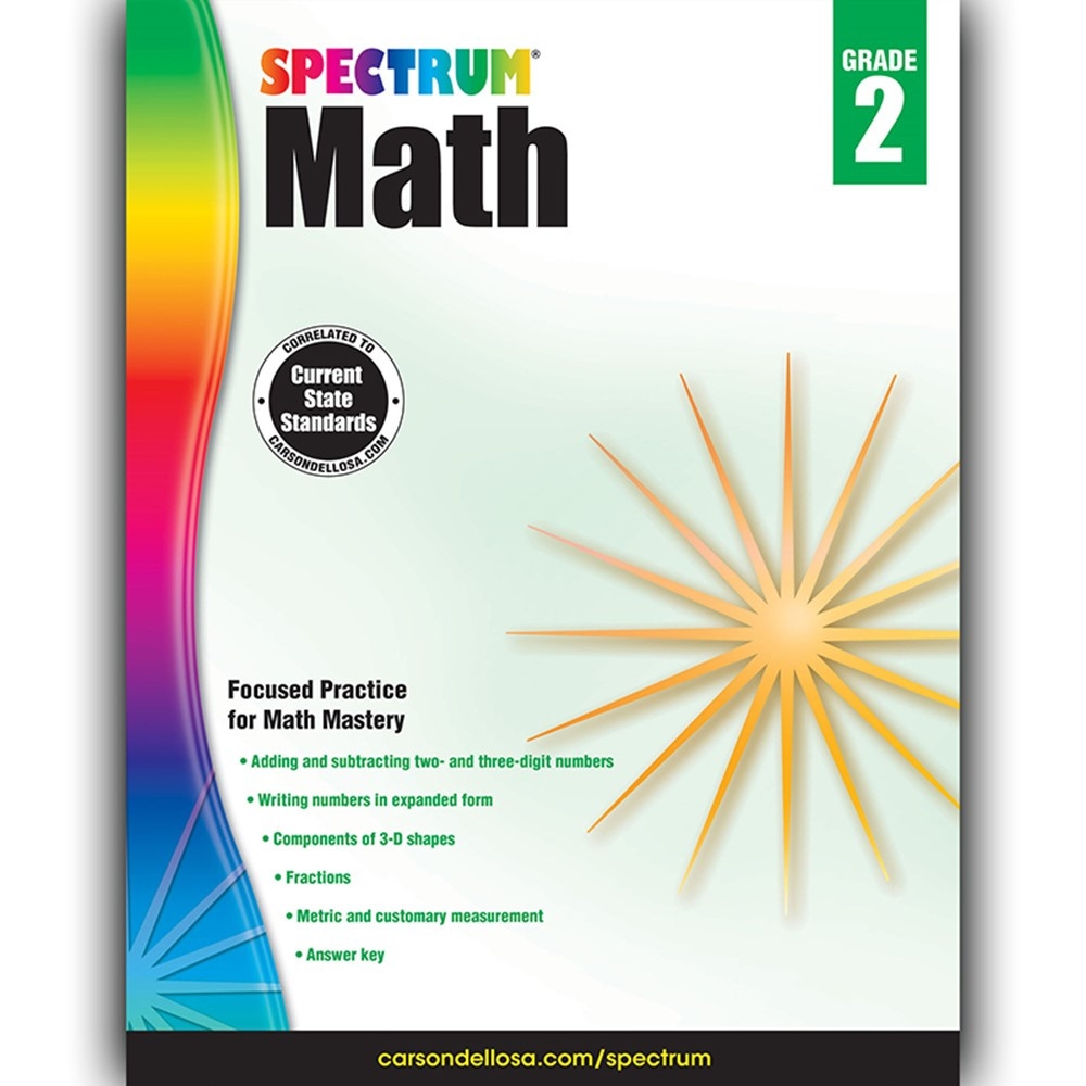 Math Workbook Grade 2 Paperback CD 704562 Carson Dellosa 