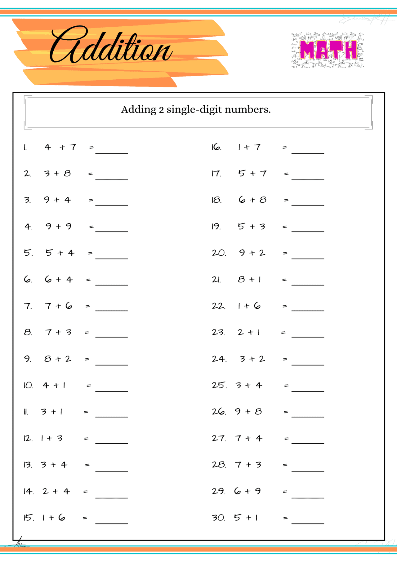 math worksheets for grade 2