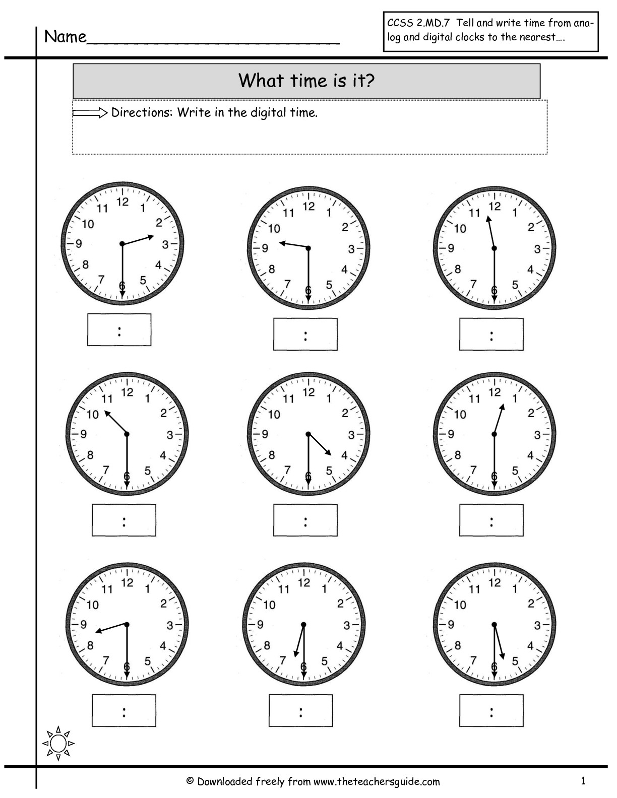 Math Worksheets Time To The Half Hour 1416419 Free Worksheets Samples