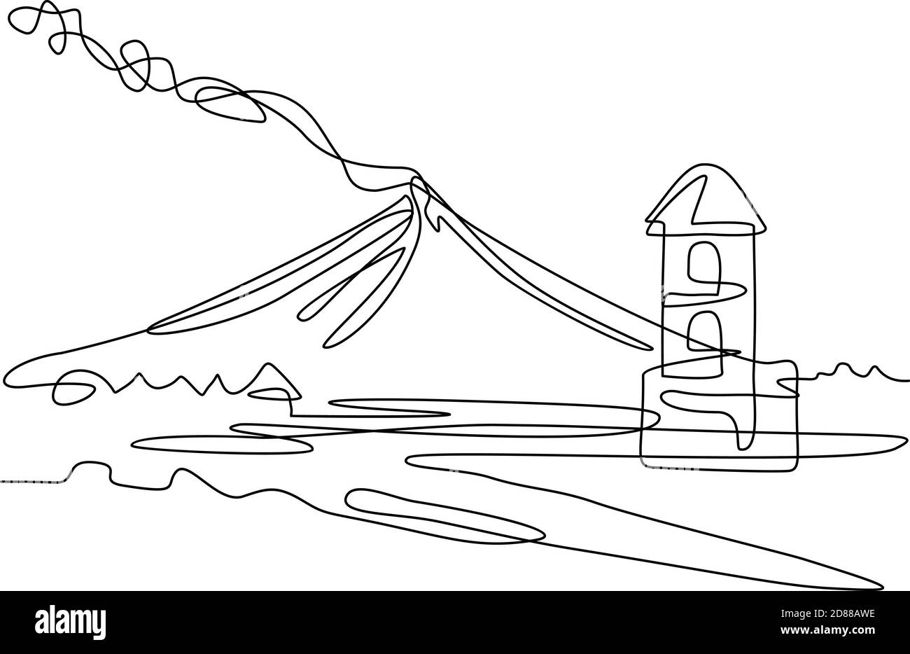 Mayon Volcano Drawing With Color