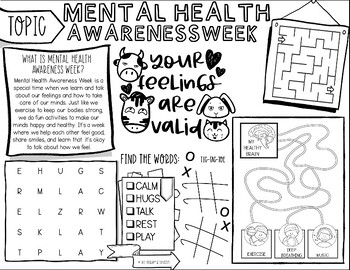 Mental Heatlh Awareness Week Activity Mat Mental Health Awareness 