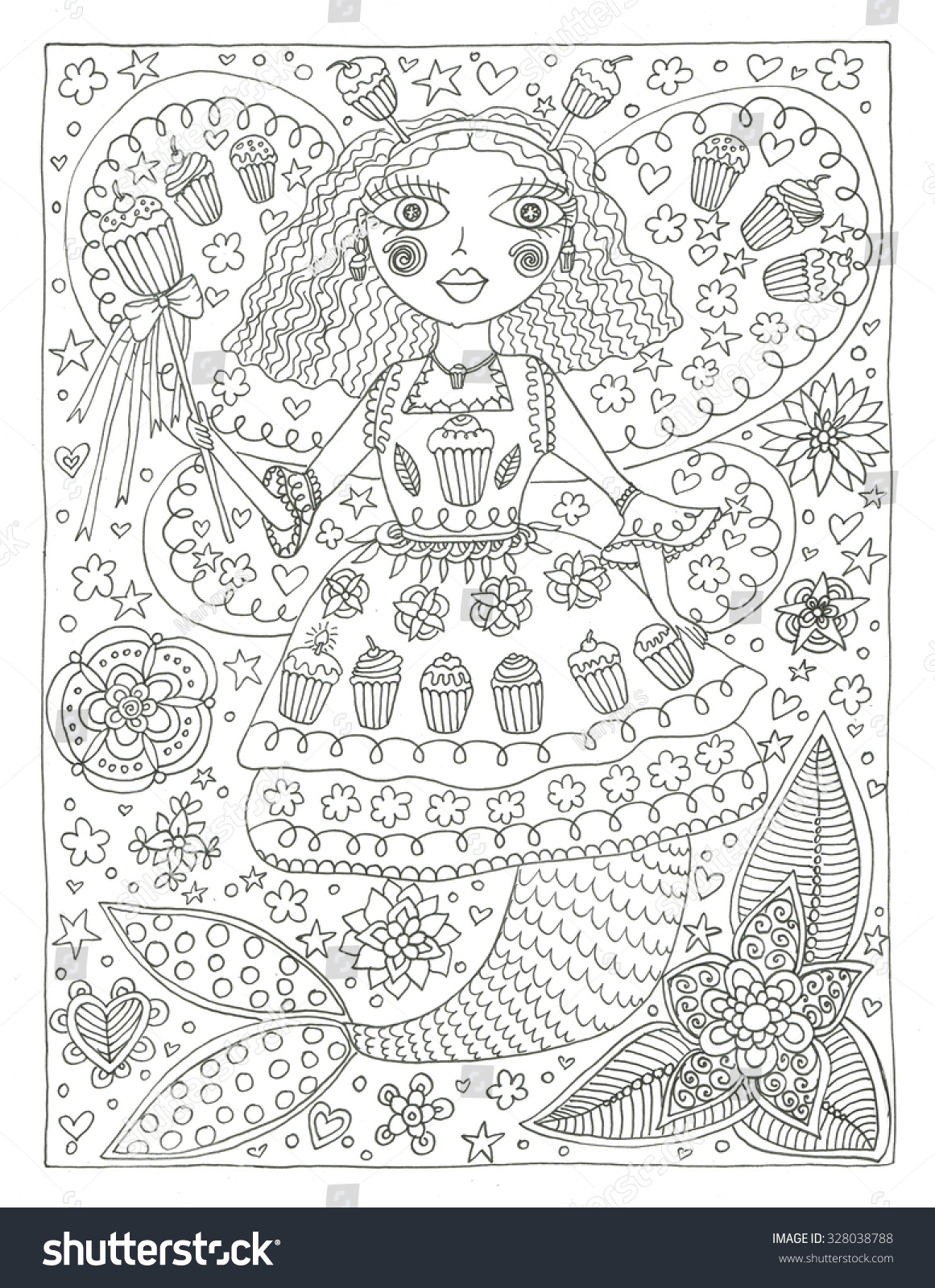 Mermaid Coloring Page Stock Illustration 328038788
