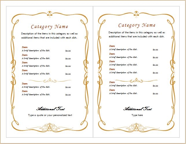 microsoft word menu templates