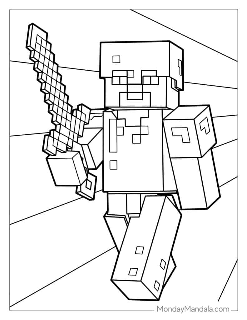 Minecraft Steve Coloring Pages Bloghery