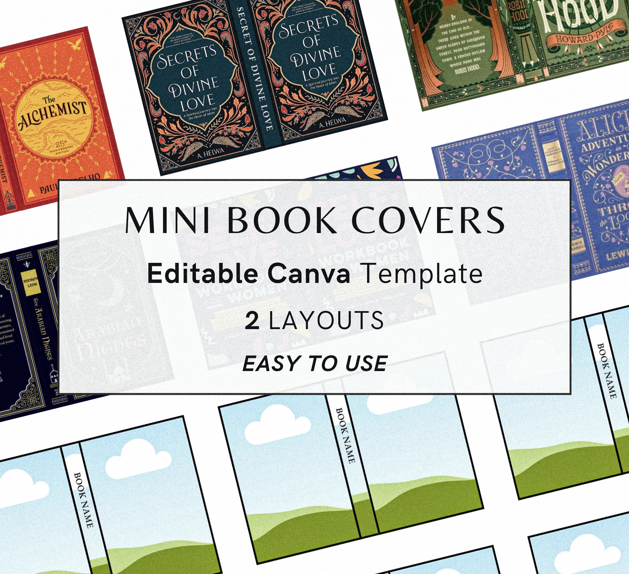 Mini Book Covers Editable Template Mini Books Canva Template NBKomputer