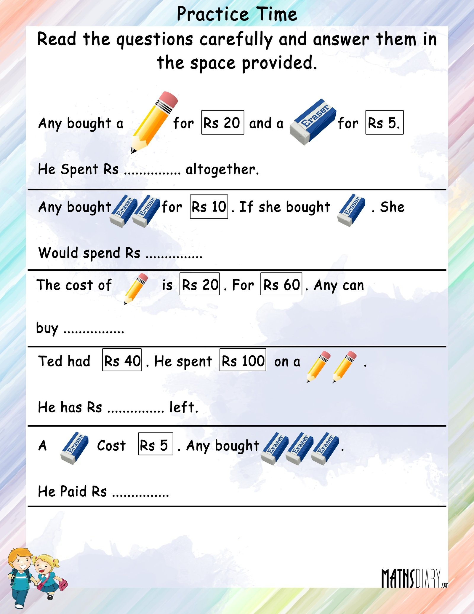 Money Grade 1 Math Worksheets