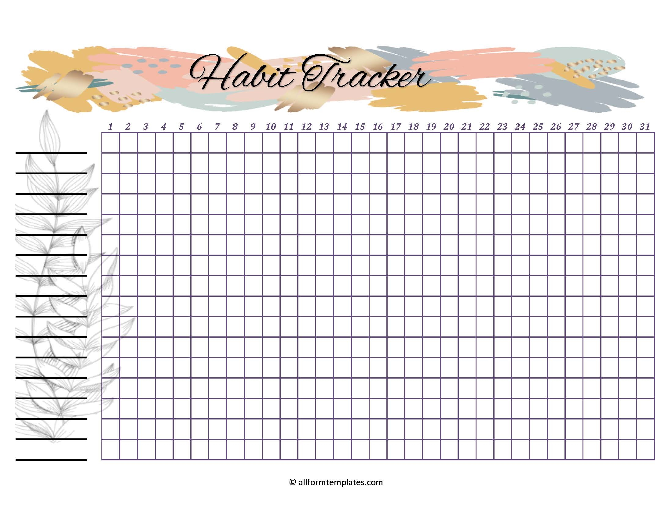 monthly habit tracker template