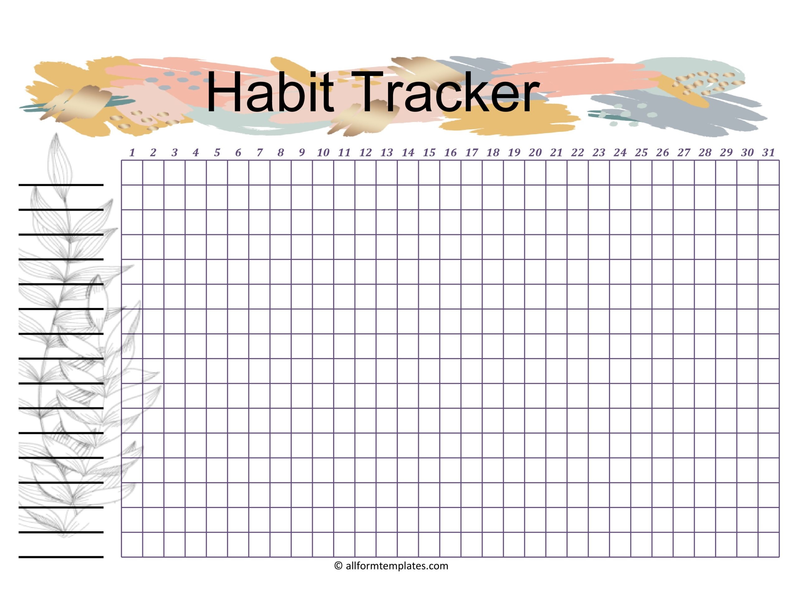 Monthly Unique Habit Tracker Template