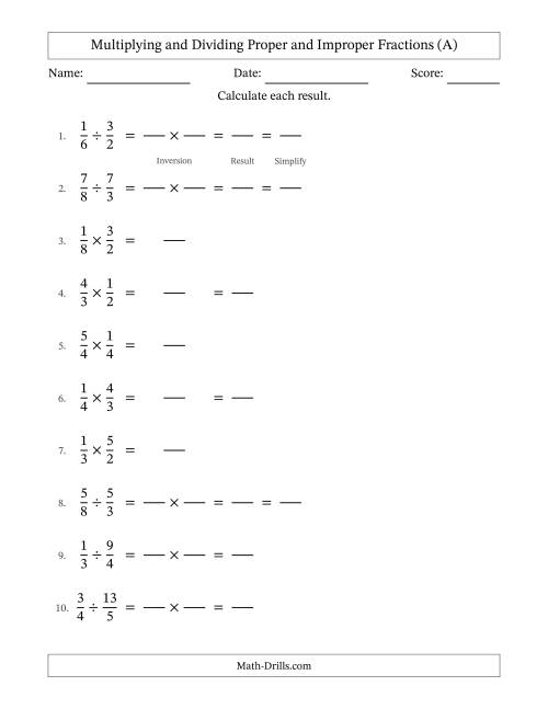 Multiplying And Dividing Fractions A 