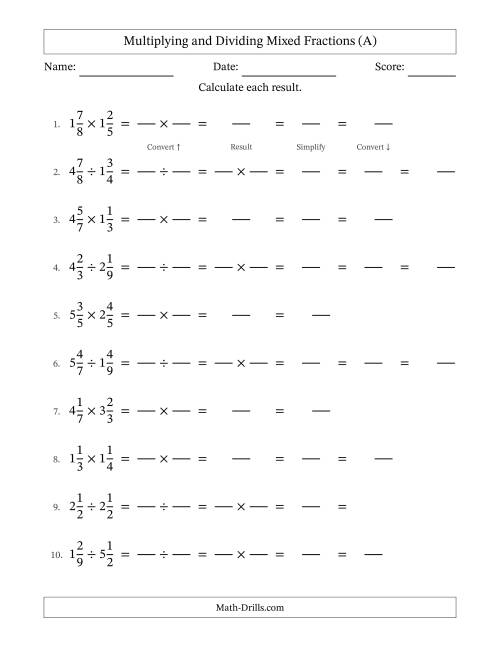 multiplying fractions worksheets math drills