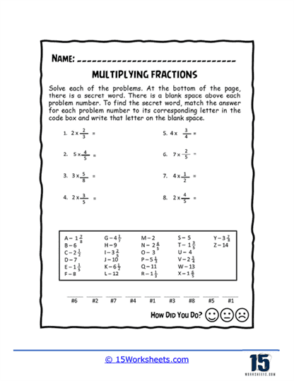 Multiplying Fractions Worksheets 15 Worksheets