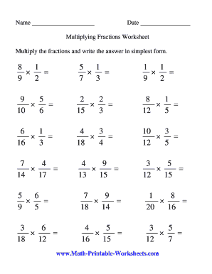 Multiplying Fractions Worksheets Pdf Fill Online Printable 