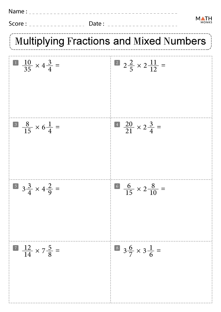 Multiplying Fractions Worksheets With Answer Key