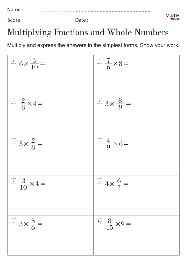Multiplying Fractions Worksheets With Answer Key