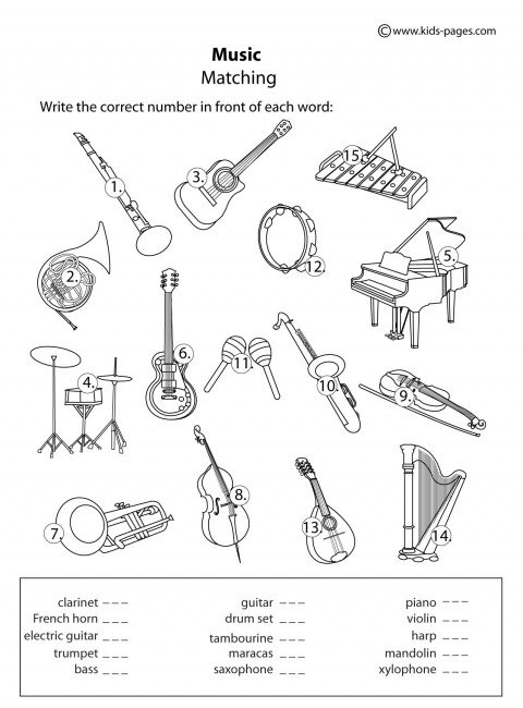 Music Worksheets Kids