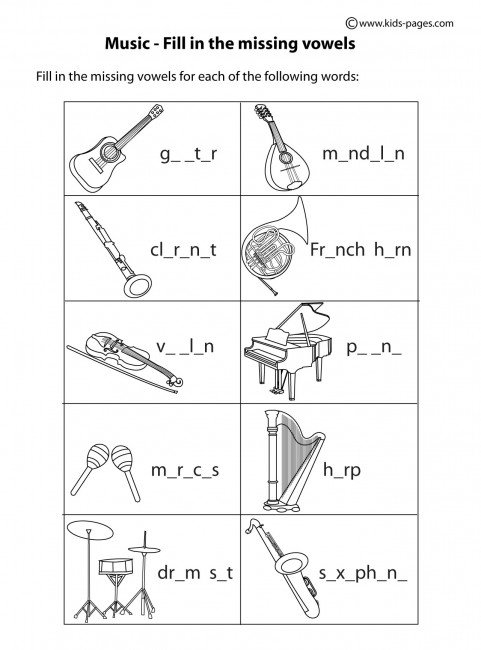 Music Worksheets Kids