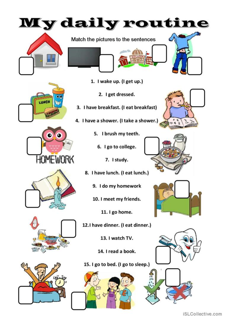 My Daily Routine English ESL Worksheets Pdf Doc I Have Breakfast 