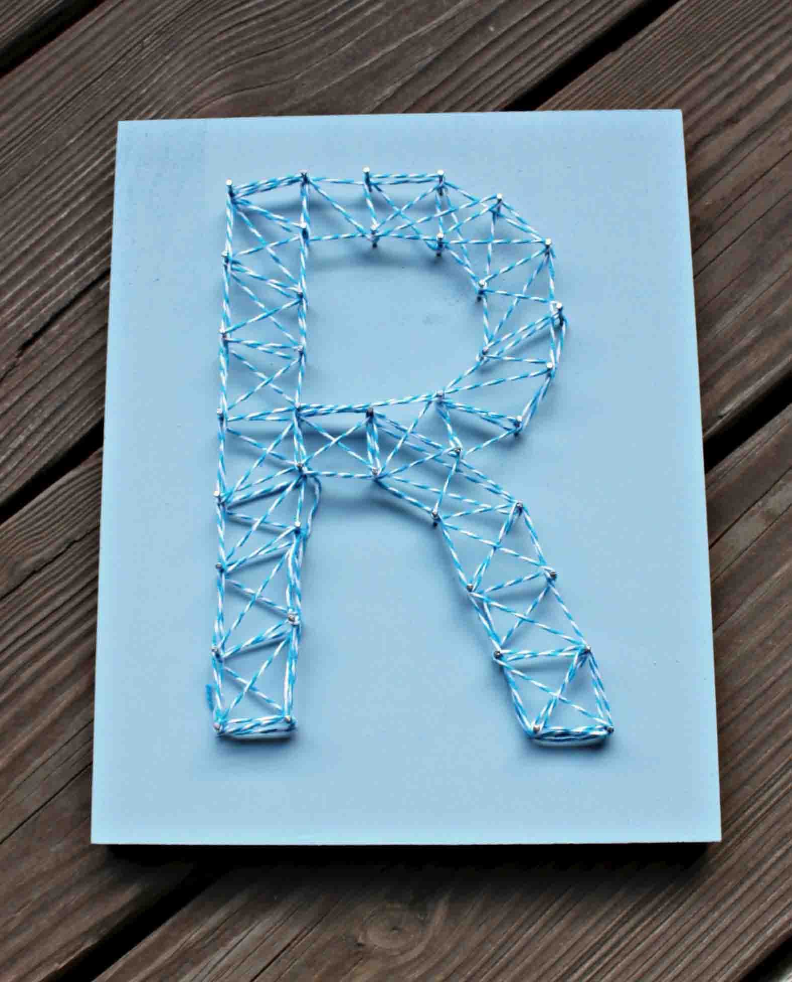 Nail String Art Initial And Chevron Sometimes Homemade