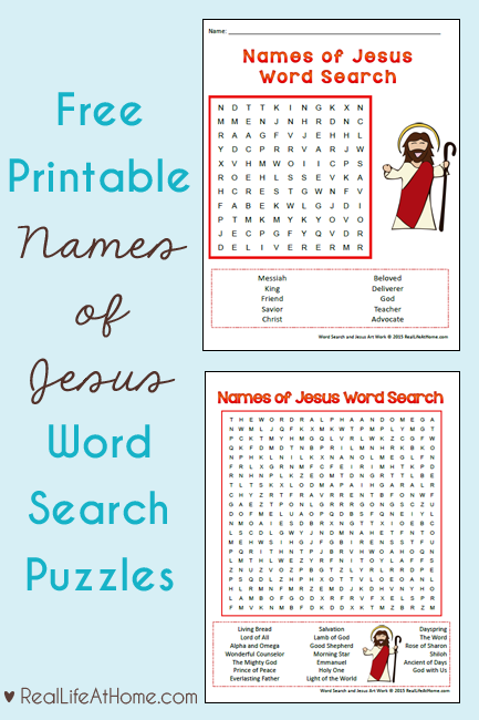 Names Of Jesus Word Search Puzzles Free Printables With Two Versions 