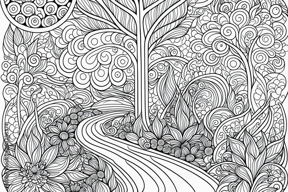Nature Coloring Page Stock Illustration Adobe Stock