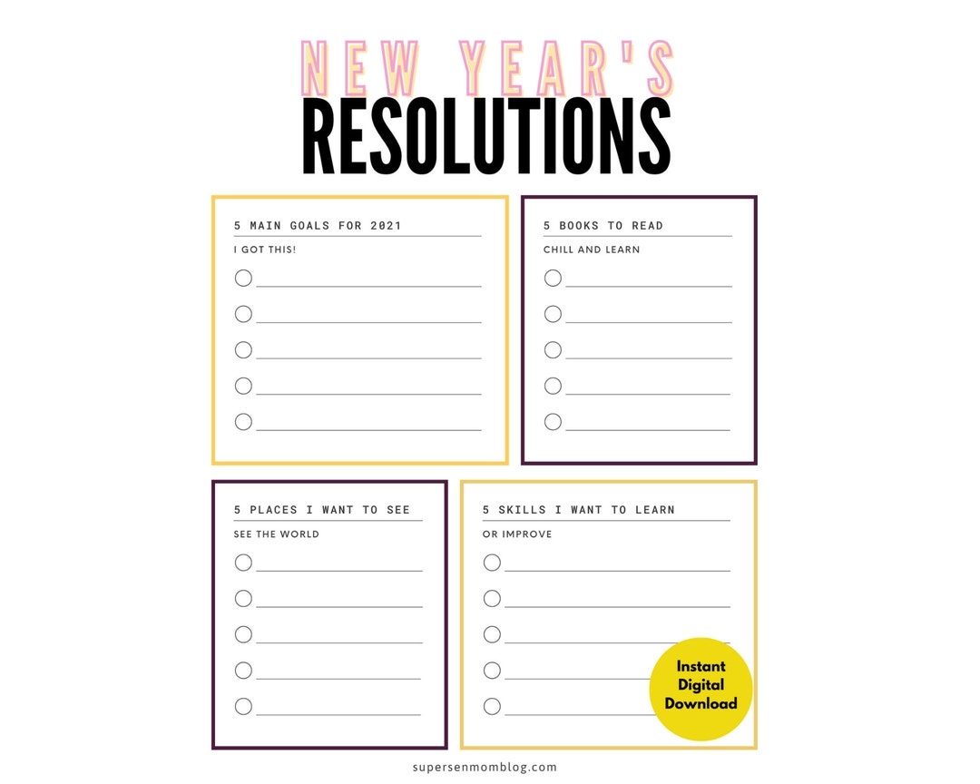 new year's resolution printable template